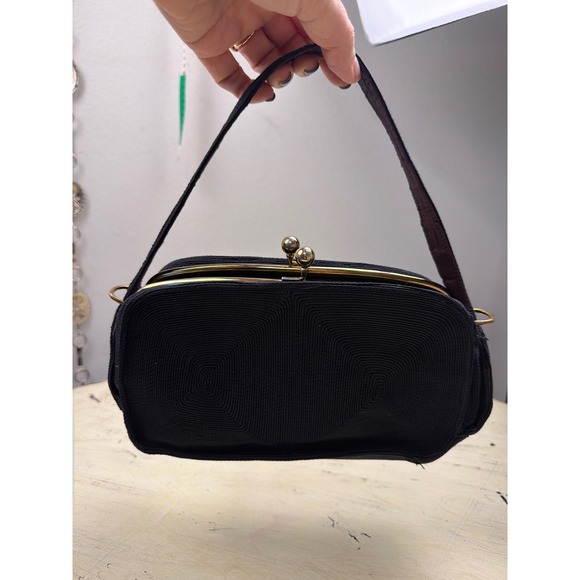 Genuine Corde Handbags - Genuine Corde Handbag Women‎ Small Navy Blue Vintage Kiss Lock Corded Bag VTG